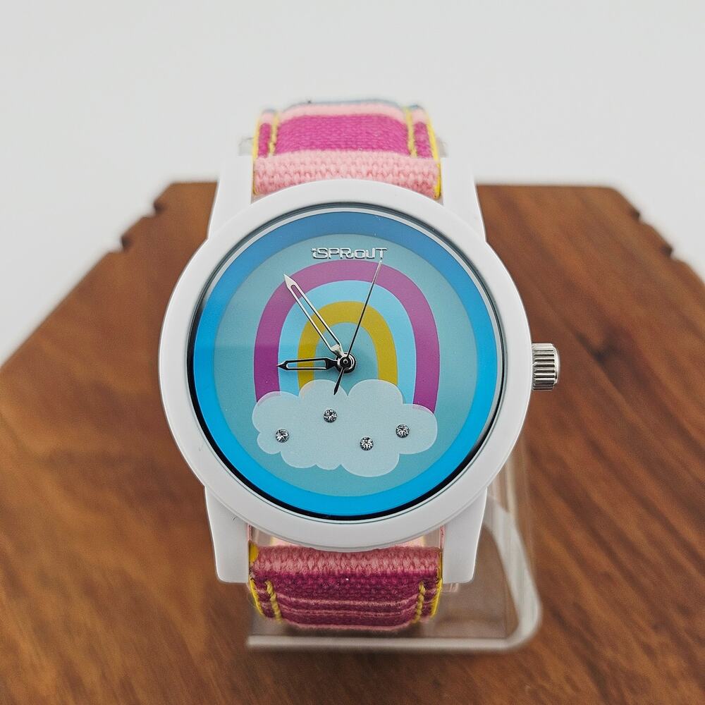 iSprout Ecofriendly Watch Blue Pink Rainbow Stripe Preppy Kawaii Statement Piece